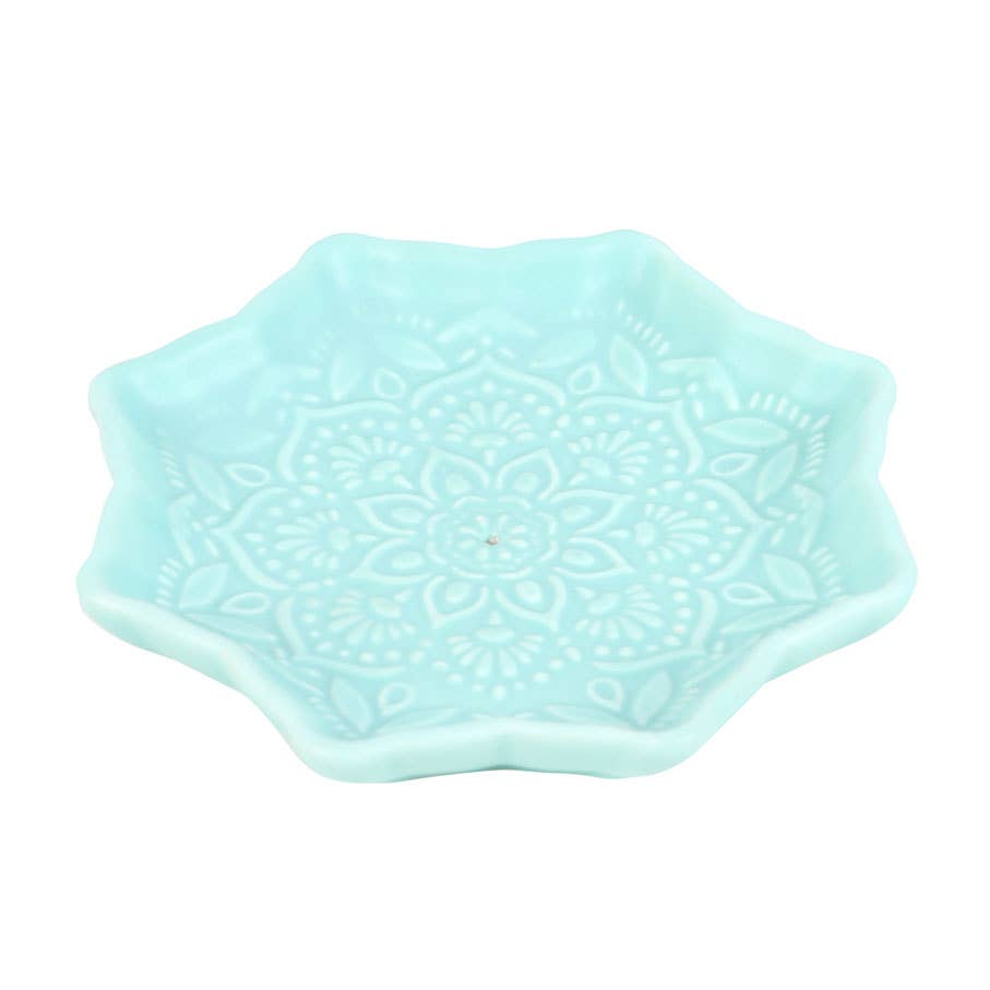 Blue Mandala Ceramic Incense Holder Plate