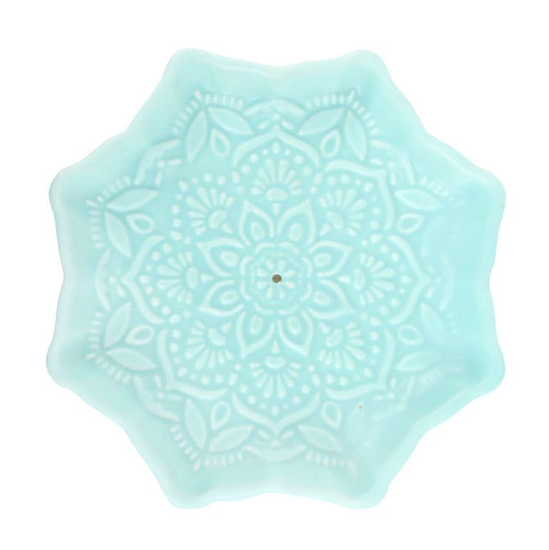 Blue Mandala Ceramic Incense Holder Plate