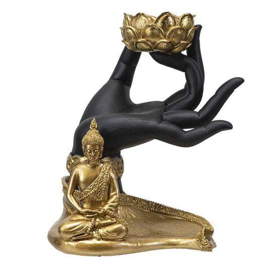 Lotus Offering Hand with Meditating Buddha