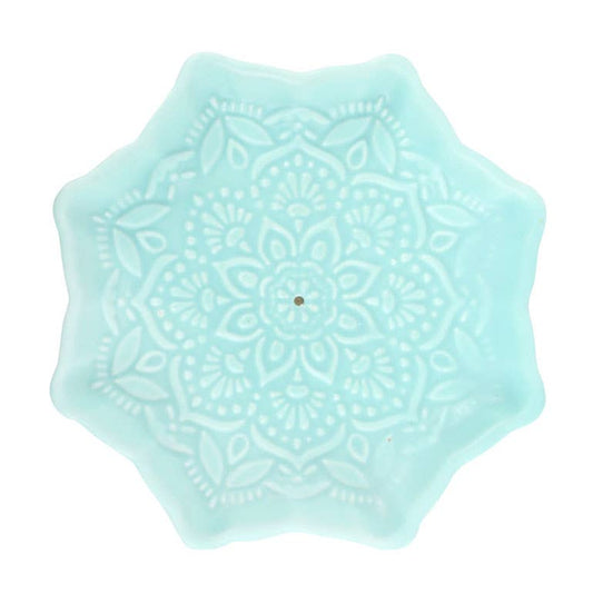 Blue Mandala Ceramic Incense Holder Plate